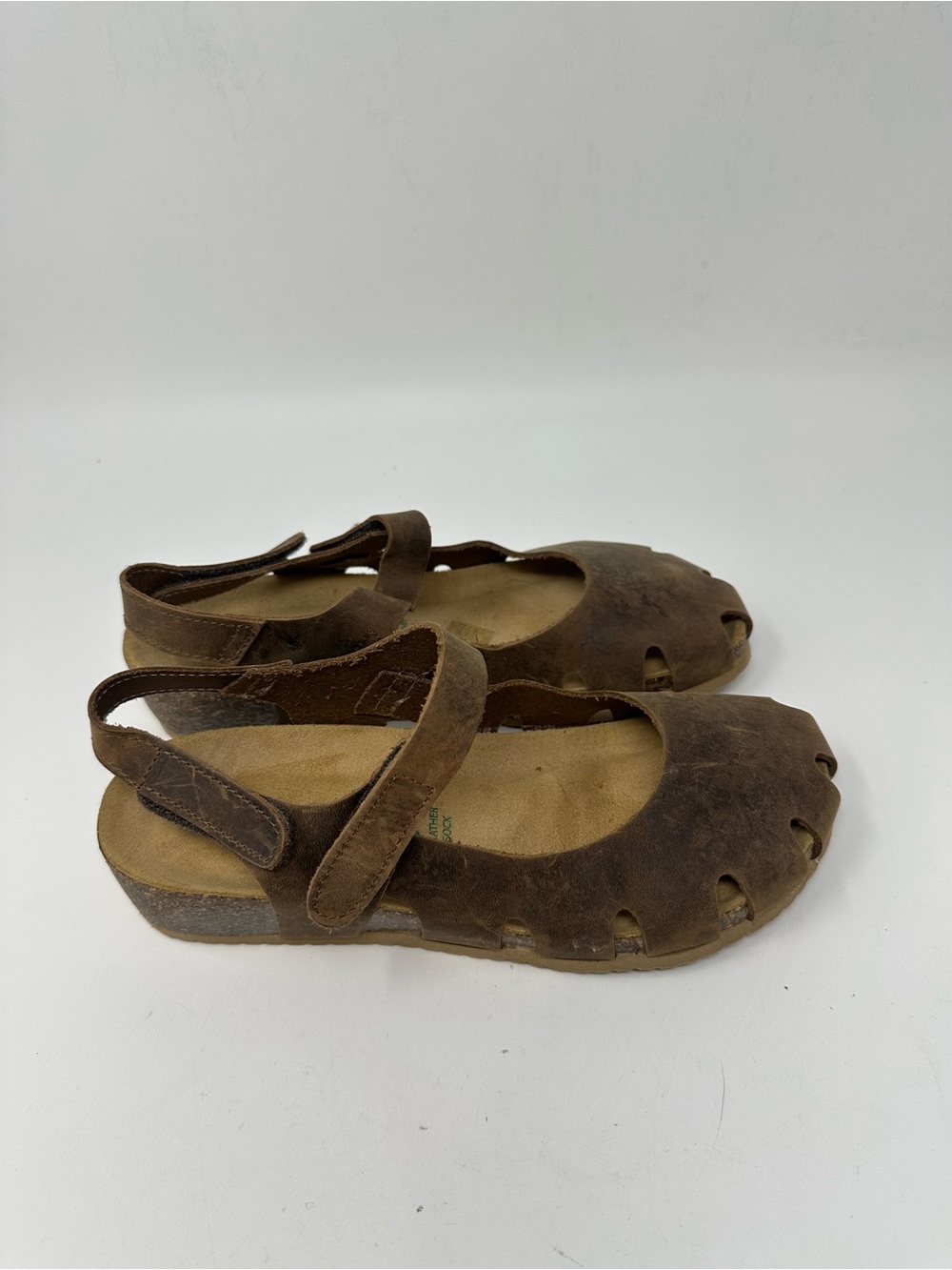 BioNatura Solo Mary Jane Brown Leather Closed Toe Sandals Women's Size 7.5